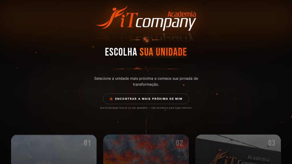 Tela inicial do site da academia FitCompany
